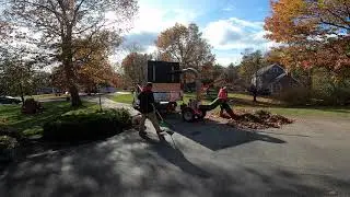 Fall clean ups with Hurricane ride on leaf blower, Little Wonder debris loader and Exmark Lazer Z