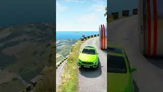 Epic Hill Escape! 😱 Yellow SUV vs Giant Rolling Drum in BeamNG Drive! 🚗💥