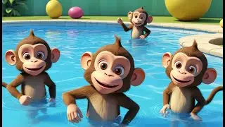 Three Little Monkeys Jump in the Pool | Funny and Cute Kids Nursery Rhyme Animation