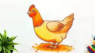 Easy Hen Drawing | Step by Step Simple Art Tutorial 🎨