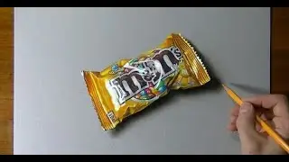 Hyperrealistic Drawing Time Lapse &mdash; Bag of M&M&rsquo;s | Satisfying Realistic Art | Color Pencil Art #art