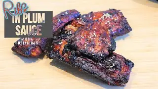 Roasted ribs in plum sauce