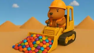 Capybara Construction Crew 🚧 | Cute Bulldozer & Dump Truck Candy Adventure for Kids