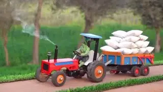 DIY Mini tractor trolley loading new technology #diy tractor#mini project#highlights  