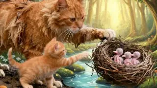 Brave Mama Cat & Kitten Brave the Floodwaters to Save Baby Bird Nest 🌊 | Kucing Adventures