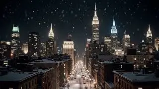 New York at winter Christmas background music from 50's,