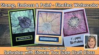 624 FineTec Watercolors with Tim Holtz Embossing Folders & Indigo Blu Stamps.  You will love this