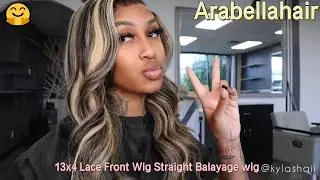 13x4 Lace Front Wig Straight Balayage Highlight Hair😋 | #arabellahair Install Compilation