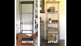 How to UPCYCLE old black shelves using GOLD SPRAY PAINT