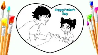 Happy Fathers Day Drawing 2021| How to Draw Father with Daughter Easy Step by Step Drawing​