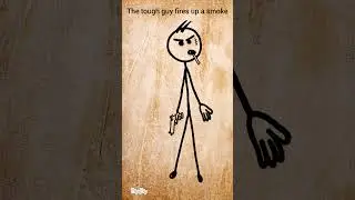 The tough guy fires up a smoke | Sticky Line #stickyanimation #animation #animationmeme
