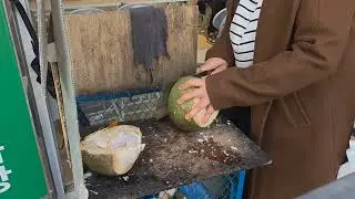 코코넛자르기1/ 切椰果 #coconut #coconutwater #cuttingcoconut