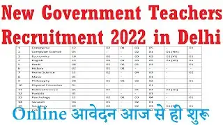 IN DELHI ALL SUBJECT GOVERNMENT TEACHERS RECRUITMENT 2022 |  APPLY ONLINE | PERMANENT TEACHING JOBS