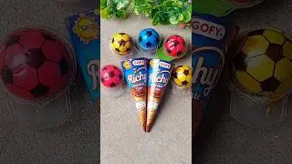 surprise chocolate 🍫 fill cone 🍦 unboxing with football soft jelly!⚽🌈#shorts#chocolate#cone