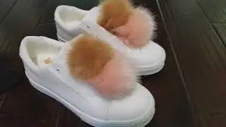 Unboxing Sam Edelmon Leya Fur Pom Poms White Shoes Sneakers Kicks! Full HD 2017