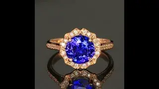 14K Rose Gold Round Brilliant Tanzanite & Diamond Ring