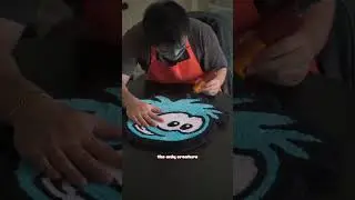 I made a Puffle rug from Club Penguin! #puffle #clubpenguin #customrug #villaofvibes