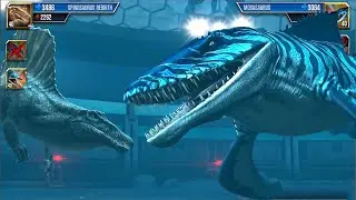 Spinosaurus Rebirth Vs Mosasaurus: The Ultimate Water Battle! Jurassic World The Game