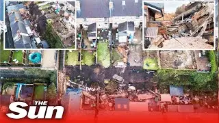 Families evacuated after landslide causes 70ft wall to collapse onto homes