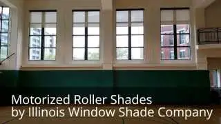 Illinois Window Shade Company Motorized Roller Shades - Walsh Construction HQ Gymnasium