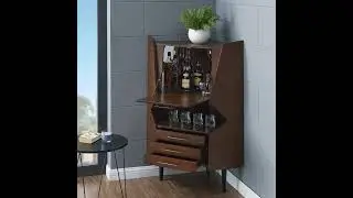 Southern Enterprises Larson Brown Corner Bar Cabinet - The Classy Home