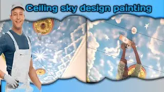 ceiling sky texture design | 3d ceiling sky painting | cloudy sky painting | interior design