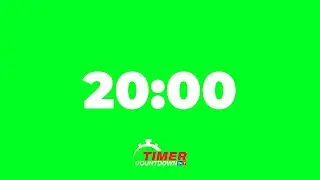 20-Minute Green Screen Timer | White Text Countdown with Alarm