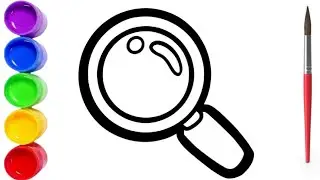 Magnifying 🔍 glass drawing painting and colouring for kids and toddler | Easy drawing for kids