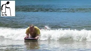 Testing the repaired bodyboard