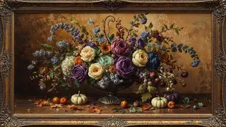Vintage Plum Pumpkin Mood Wallpaper Background | Ultra HD 4K | Framed Original Digital Art