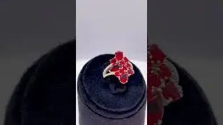 Be glamour! Red zircon stones with Italy silver 925 ring.