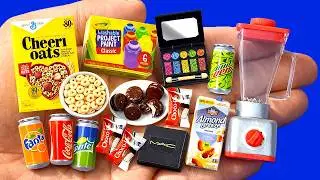 DIY Miniature Doll Food Coke Can Crayola Paint Cheeri Oats Choco Pie Mac Makeup Miniature Blender