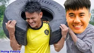Hưng Troll | Thử Th&aacute;ch Nhấc Lốp Xe Oto 100Kg L&ecirc;n Vai Kh&ocirc;ng Dụng Cụ