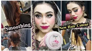 लखनऊ वालों का सस्ता और अच्छा पार्लर | Friend Engagment Makeup In My Salon, Hair Colour | Smoothing
