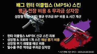 [성장형 스킨] 배그 윈터 이클립스 (MP5K) 성장형 스킨 출시 & 무과금 상자깡 (무과금 만렙 필요 BP량, 시간 정보)