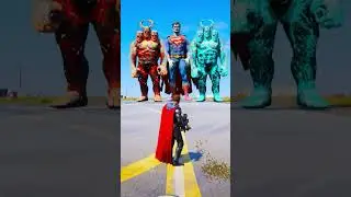 Random Superheroes VS Giant Superman & Giant Titan Brothers #gta #shorts
