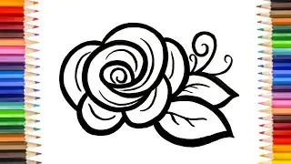 Cute Rose | Drawing Painting And Coloring For Kids And Toddlers | How to Draw A Rose | Kids Drawing