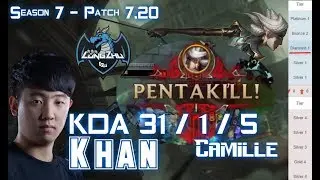 LZ Khan CAMILLE vs MORDEKAISER Top - Patch 7.20 KR Flex Rank