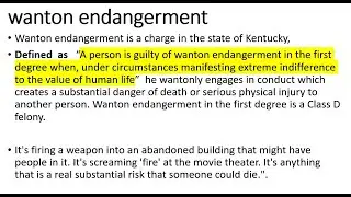 What is 'Wanton Endangerment'