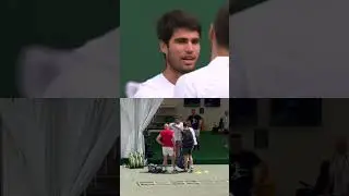 A familiar embrace, a year on from the 2023 Gentlemen&rsquo;s Singles final! #Wimbledon #alcaraz #djokovic