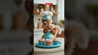 Sweet Chef in Action! 🍰🧁# #CuteBaker #CupcakeLove #AdorableChef
