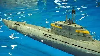 RC SCALE MODEL SUBMARINES IN DETAIL AND MOTION, NOT DIVING!! *RC BOATS IN POOL, RC NAUTILUS