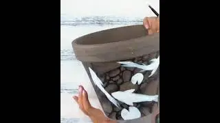 How to make a beautiful painting on a flower pot ♡ Как красиво разрисовать цветочный горшок
