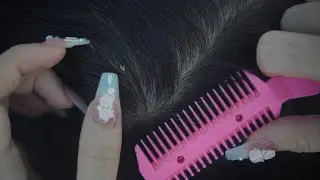 ASMR Scalp Check | Gentle Hair Parting & Hair Brushing For Sleep Aid ( No Talking )