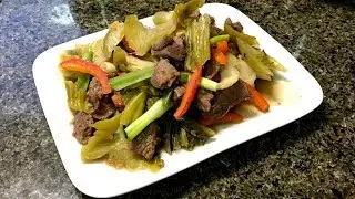 DELICIOUS Stir Fry Pickled Mustard Greens with Beef | ឆាជ្រក់ស្ពៃសាច់គោ ឆ្ងាញ់ៗ ងាយៗ