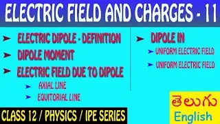 ELECTROSTATICS - 11/ ELECTRIC DIPOLE - COMPLETE THEORY ABOUT DIPOLE / CLASS 12/ PHYSICS