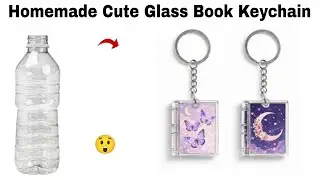 DIY Cute Glass Book Keychain🥰😍/how to make glass keychain from waste material/easy making keychain 