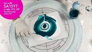 439. Sheleeart - Acrylic Pouring - Deconstructed Bloom - All the shimmers and pretty blues