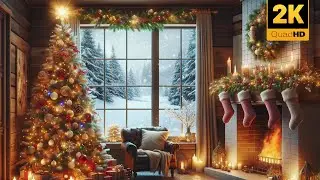 Cozy Festive Fireplace 2K HD 🔥 Burning Crackling Fire (no music)