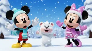 Mickey and Minnie Play in the Snow with Cute White Bear ❄️ | Kids Cartoon